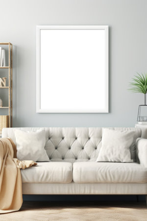 Achieve a sense of balance and harmony by arranging frames in symmetrical patterns on a white wall, adding a touch of modernity to your living room. Generative AIの素材