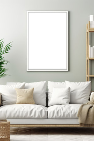 Achieve a sense of balance and harmony by arranging frames in symmetrical patterns on a white wall, adding a touch of modernity to your living room. Generative AIの素材