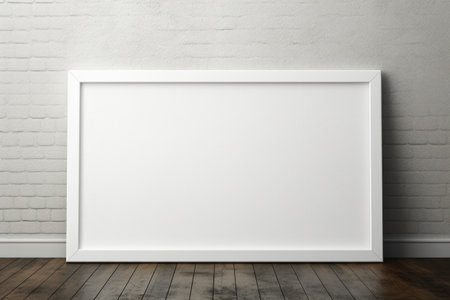 Mockup frame, A white frame delicately holds a monochromatic white photograph, exuding an understated yet refined aesthetic. Generative AIの素材