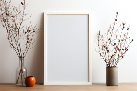 frame mockup, white frame, white picture design, Generative AIの素材
