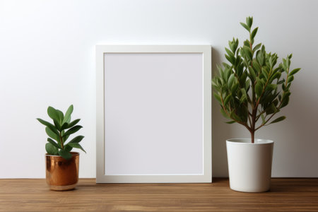 Mockup frame, Revel in the timeless charm of a white frame housing a classic white photograph, epitomizing elegance and grace. Generative AIの素材