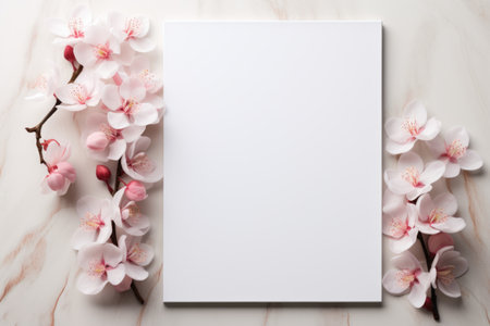 Mockup frame, A white frame gracefully surrounds a white photograph, adding a touch of sophistication to the display. Generative AIの素材