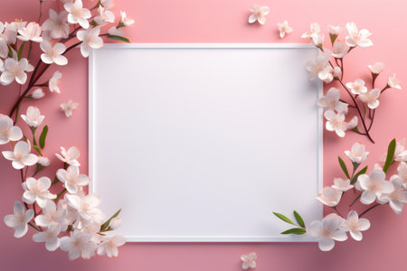 Mockup frame, Charming Floral Wallpaper with a Subtle Pastel Mockup Frame. Generative AIの素材