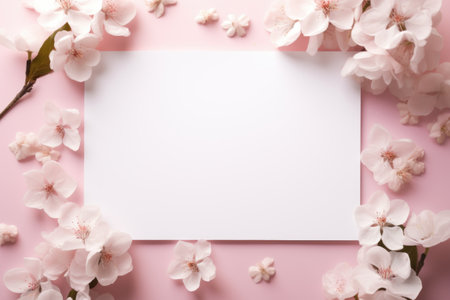 Mockup frame, A delicate, pastel-colored mockup frame against a flowery wallpaper. Generative AIの素材