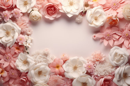 Mockup frame, Delicate Mockup Frame in Soft Pastel Hues against a Floral Wallpaper. Generative AIの素材