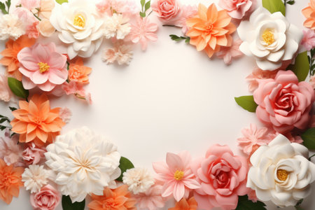 Mockup frame, A delicate, pastel-colored mockup frame against a flowery wallpaper. Generative AIの素材