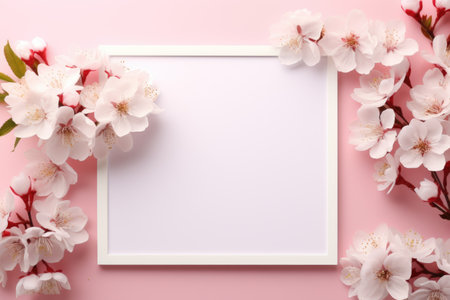 Mockup frame, Flowery Wallpaper Enhanced by a Dainty Pastel Mockup Frame. Generative AIの素材