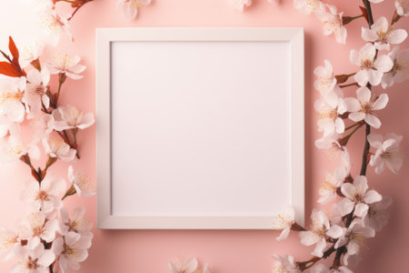 Mockup frame, Flowery Wallpaper Enhanced by a Dainty Pastel Mockup Frame. Generative AIの素材