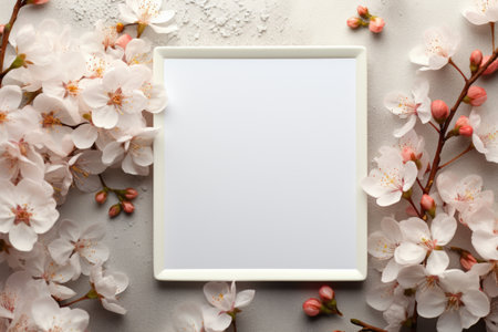 Mockup frame, Charming Floral Wallpaper with a Subtle Pastel Mockup Frame. Generative AIの素材