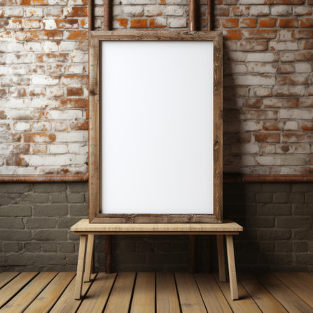 Mockup frame, Distressed Barn Wall with a Rustic Wooden Mockup Frame Leaning Against It. Generative AIの素材