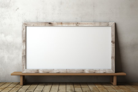 Mockup frame, Rustic Charm: Wooden Mockup Frame Resting Against a Distressed Barn Wall. Generative AIの素材