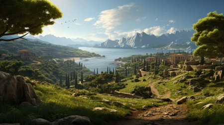 Landscape of Lake Garda, Italy. panoramic viewの素材
