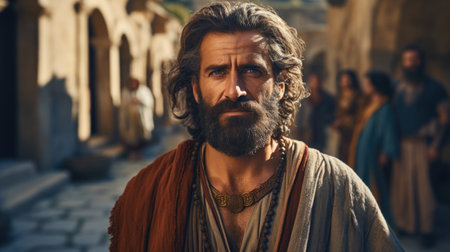 Portrait of Jesus Christ in the Old City of Jerusalem, Israelの素材
