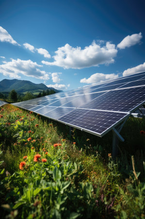 Photovoltaic panels for renewable electric production, Carpathians, Ukraineの素材