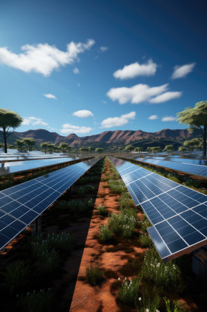 Solar panels in a park in South Korea,Seoulの素材