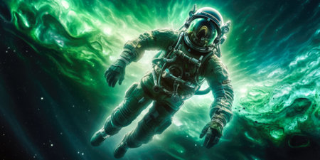 Astronaut in space. science fiction wallpaper.の素材