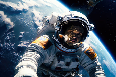 Astronaut spaceman in outer space. spacewalk.の素材