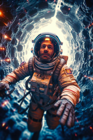 Astronaut in deep space. Spaceman in outer space.の素材
