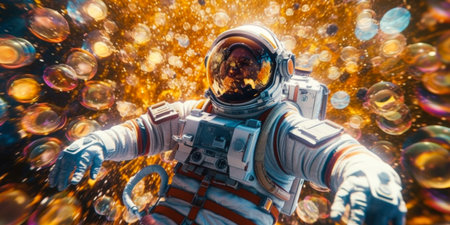 Astronaut in outer space. This is a 3d render illustrationの素材