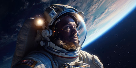 Astronaut in space. mixed media. mixed media. mixed mediaの素材