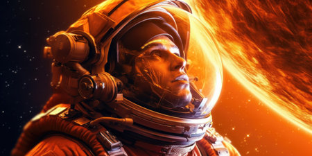 Astronaut in space. science fiction art.の素材