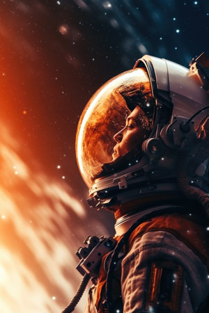 Astronaut in outer space. Spaceman in outer space.の素材
