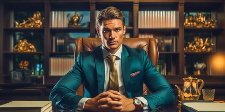 Portrait of a handsome lawyer sitting in his office. Law and justice concept.の素材
