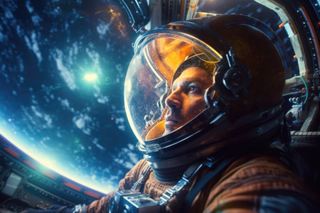 Astronaut in outer space. science fiction. space exploration.の素材
