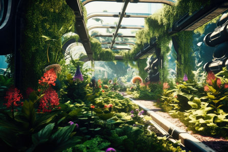 Tropical garden in the rainforest. nature and environment concept.の素材