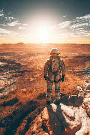 Astronaut in the desert. mixed media.の素材