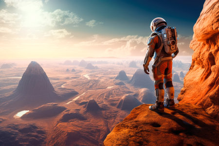 Astronaut on the edge of the cliff.の素材