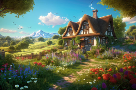 in the meadow with flowers.の素材