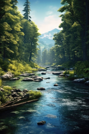 river in the forest. mountain river in the forest. nature composition.の素材