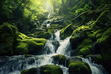 Beautiful waterfall in the forest. soft focus. long exposure.の素材