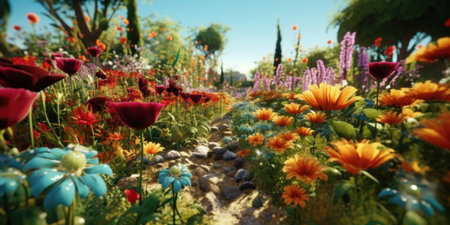 flower garden. Colorful flowers in the garden. flower garden.の素材