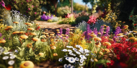 Colorful flowers in the garden. nature background. selective focus.の素材