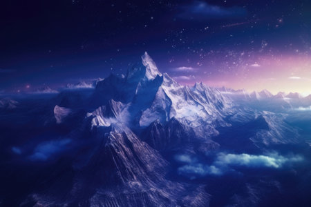 fantasy alien planet. mountain and sky.の素材