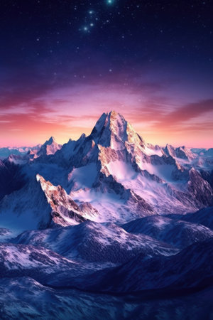 fantasy alien planet. mountain range. 3D illustration of a fantasy world.の素材