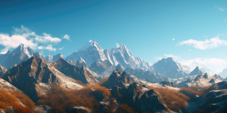 Beautiful panorama of the mountains in the autumn.の素材