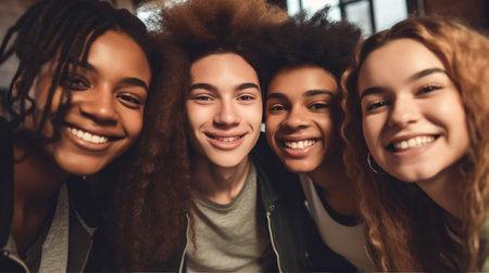 Portrait of a group of multiethnic young women looking at cameraの素材