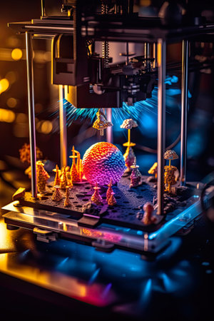 3D printer printing a model of the human brain on 3D printerの素材