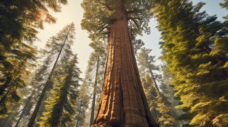 Sequoia National Park in California, USA. Giant Sequoias are the largest trees in the world.の素材