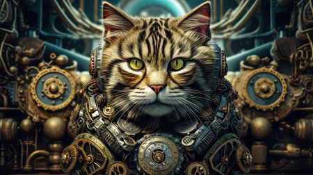 Portrait of a cat in an astronaut helmet.の素材