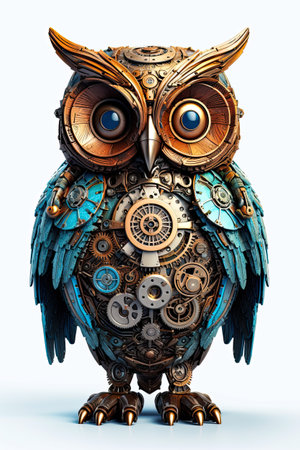 Owl made of gears and cogwheels.の素材