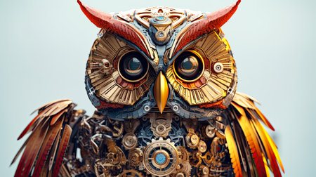 owl made of metal and glass.の素材