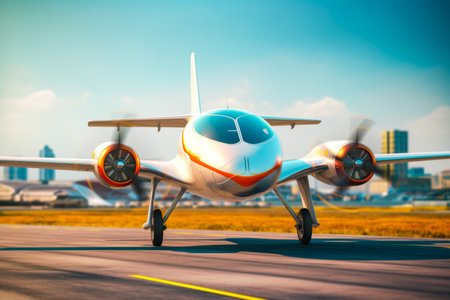 Airplane on the runway in the airport.の素材