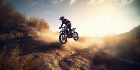 Motocross rider on the race.の素材
