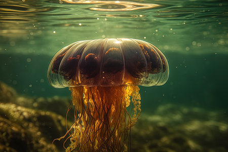 Jellyfish floating in the water. underwater world.の素材