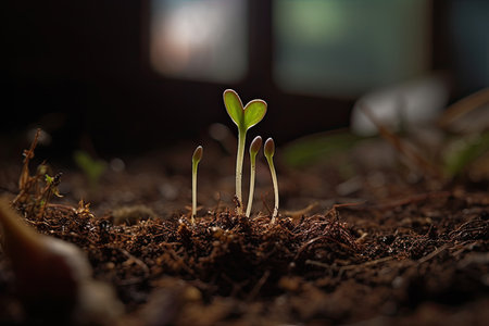 Green seedling illustrating concept of new life and eco-friendly developmentの素材