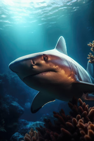 Picture shows a Carcharodon carcharias, in the Red Sea.の素材